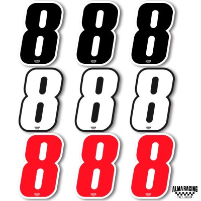 Kit de 3 números sueltos para placa portanúmeros delantero y trasero.